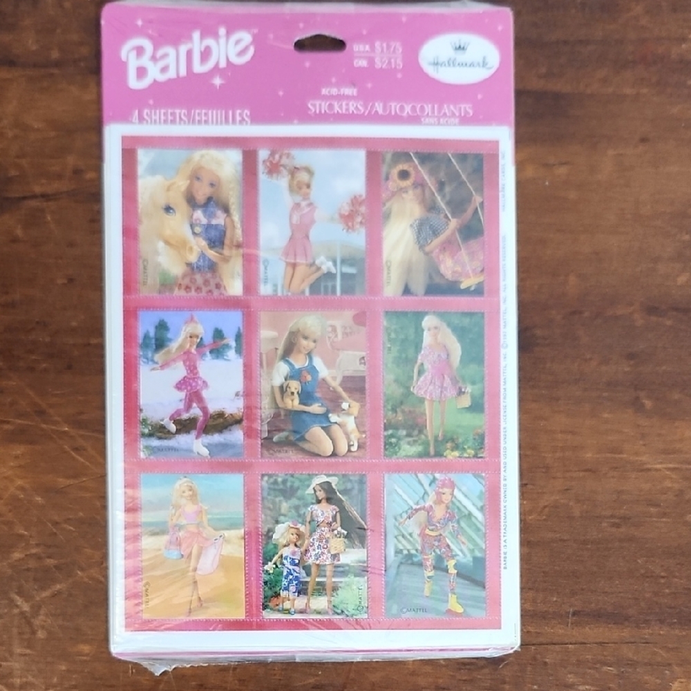 Vintage 90s Hallmark Barbie Sticker Collection Sealed Package